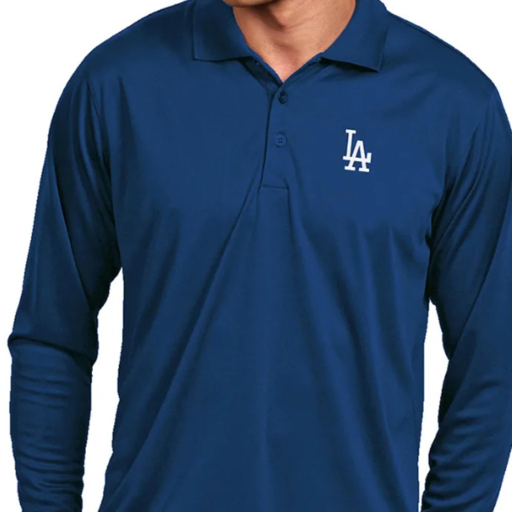 Dodgers long sleeve polo shirt Antigua brand color blue